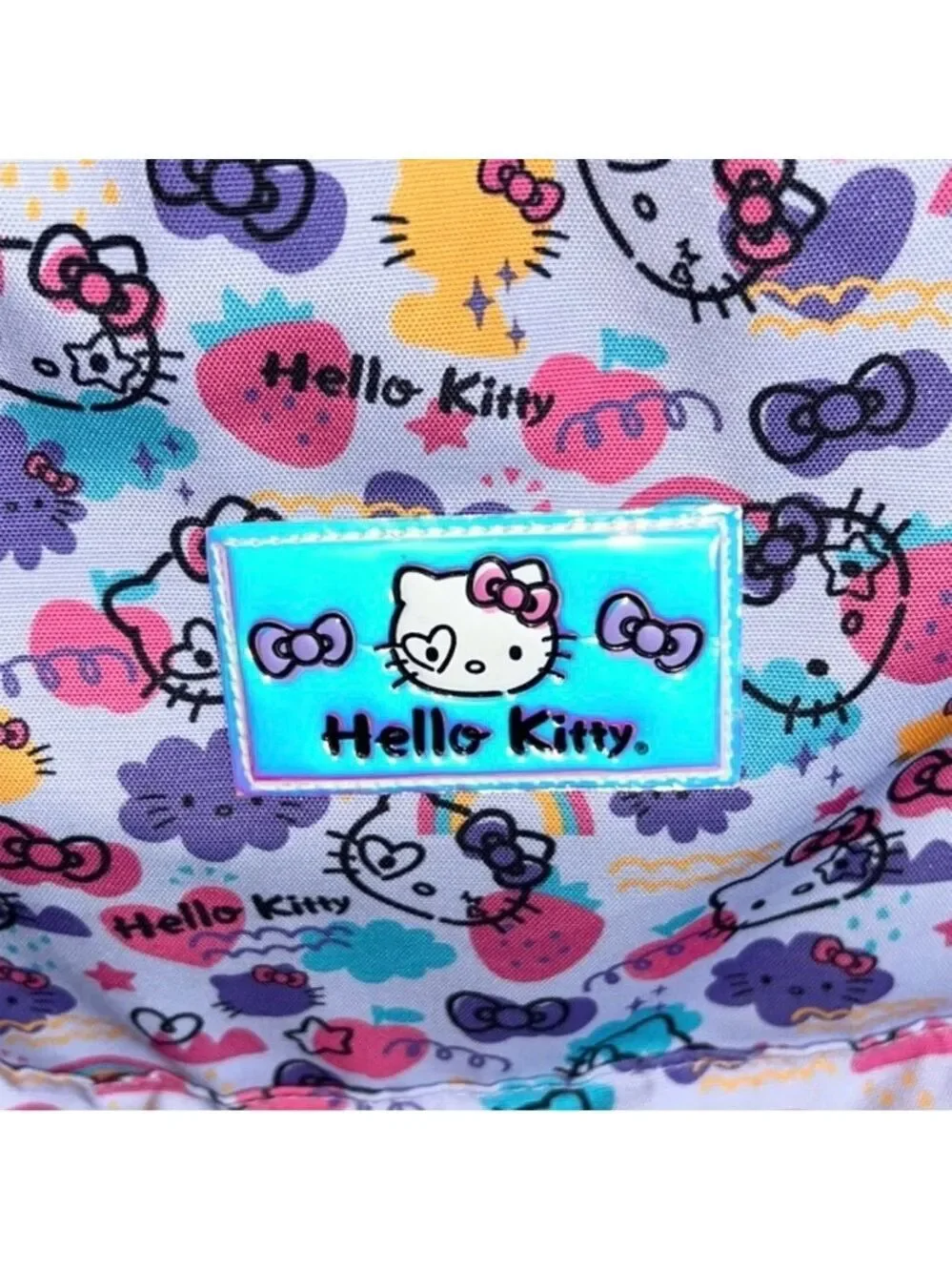 Sanrio Hello Kitty Pink with Purple  All-Over Print Nylon Backpack NWOT